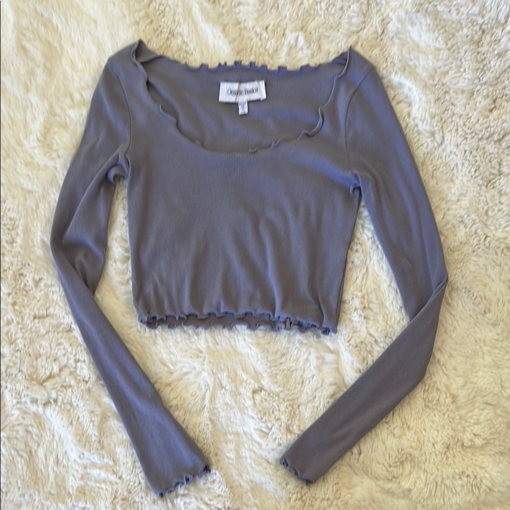 Organic Basics Core Rib V-Neck Long Sleeve Tee